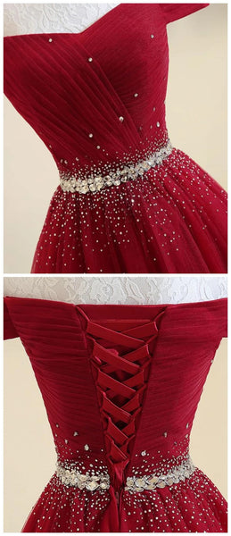 Custom Made Burgundy Off Shoulder Prom Dress, Burgundy Formal Dress, Off Shoulder Evening Dress, Bridesmaid Dress