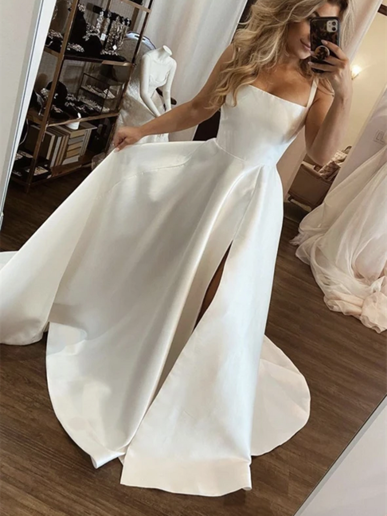 A Line White Satin Long Prom Dresses, A Line White Satin Long Formal E morievent A Line White Satin Long Prom Dresses, A Line White Satin Long Formal E morievent