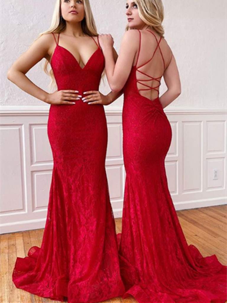 V Neck Red Backless Mermaid Long beaded Prom Dresses, Red Backless Mer morievent V Neck Red Backless Mermaid Long beaded Prom Dresses, Red Backless Mer morievent