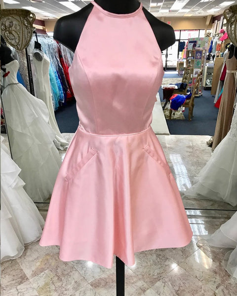 Short Pink Beaded Prom Dresses, Short Pink Formal Graduation Dresses