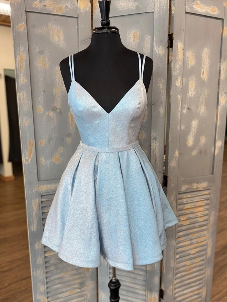A Line V Neck Light Blue Short Prom Dresses, V Neck Light Blue Short F morievent A Line V Neck Light Blue Short Prom Dresses, V Neck Light Blue Short F morievent