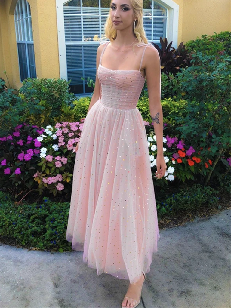 Fashion Pink Tulle Sequins Short Dresses,   Fashion Pink Tulle Sequins Short Formal Evening Dresses