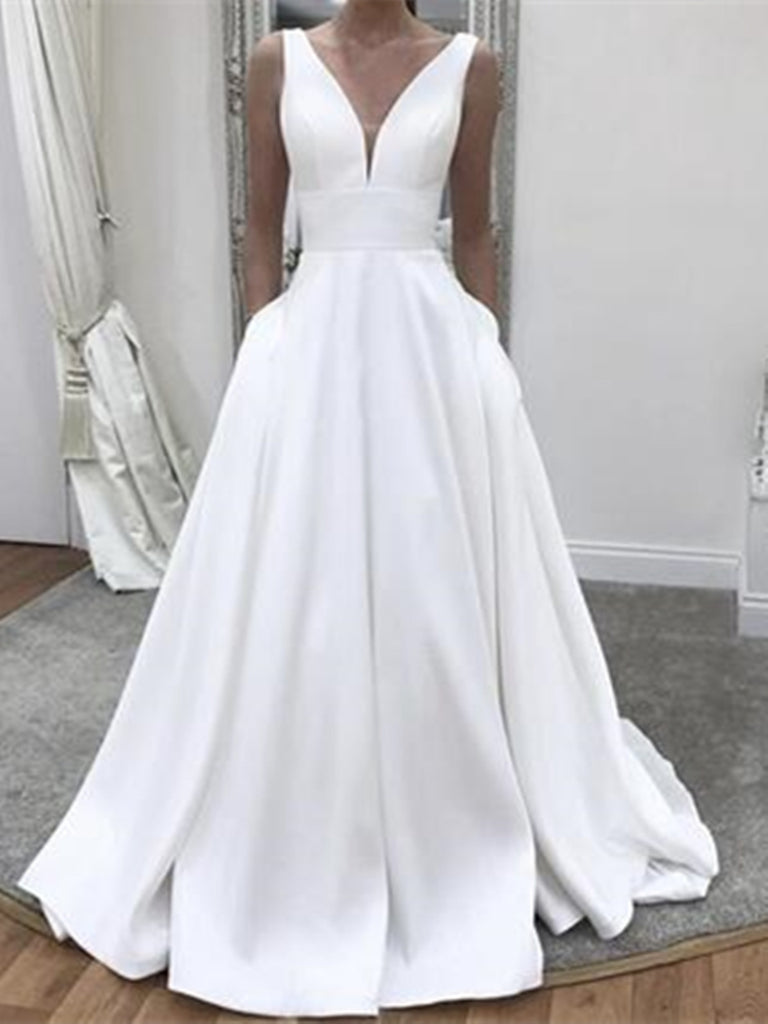 Wedding Dress, Simple Wedding Dress, White Fit and Flare Long Dress, Modest  Wedding Dress, Casual Wedding Dress, Bohemian Wedding Dress - Etsy