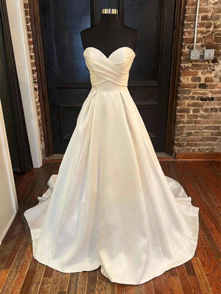 White Satin Lace Long Prom Dresses, White Satin Lace Long Formal Eveni morievent White Satin Lace Long Prom Dresses, White Satin Lace Long Formal Eveni morievent