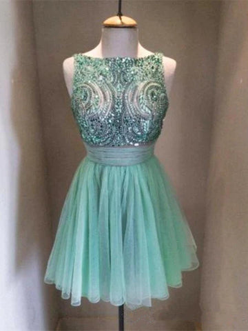 Custom Made Round Neck Short Blue Prom Dresses, Short Homecoming Dresses, Graduation Dresses