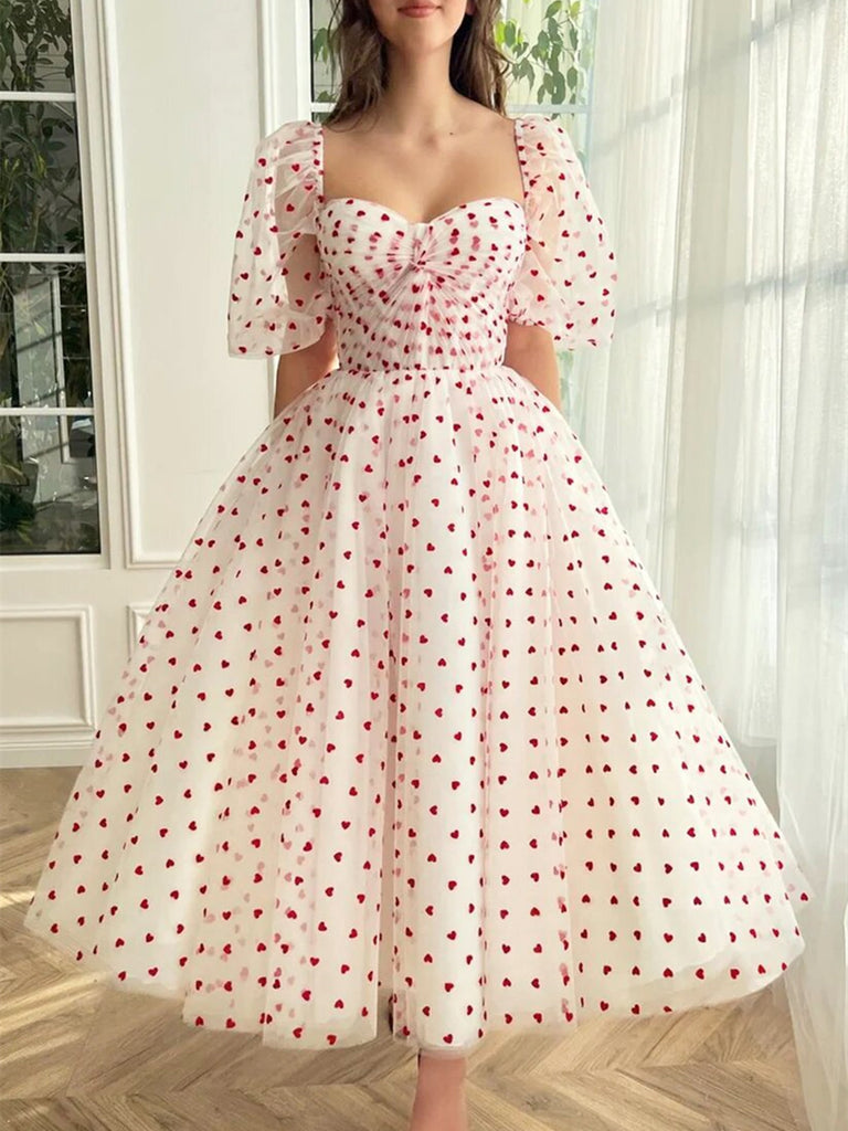 short white tulle prom dress Simple white tulle short prom dress white homecoming dress