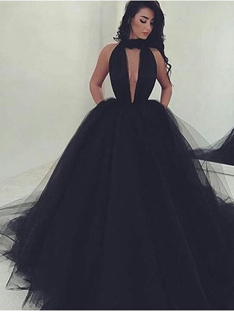 Custom Made Black Tulle Prom Gown, Black Prom Dresses, Black Formal Dr – morievent Custom Made Black Tulle Prom Gown, Black Prom Dresses, Black Formal Dr – morievent