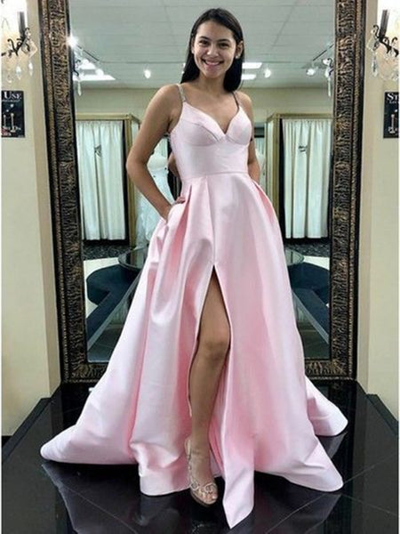 Slit Sweetheart Red/Pink Prom Dresses, Sexy Formal Dresses, Graduation School Party Gown