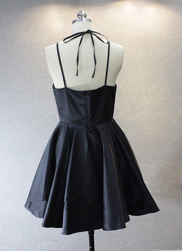 A Live V Neck Backless Short Black Prom Dress, Short Black Homecoming morievent A Live V Neck Backless Short Black Prom Dress, Short Black Homecoming morievent