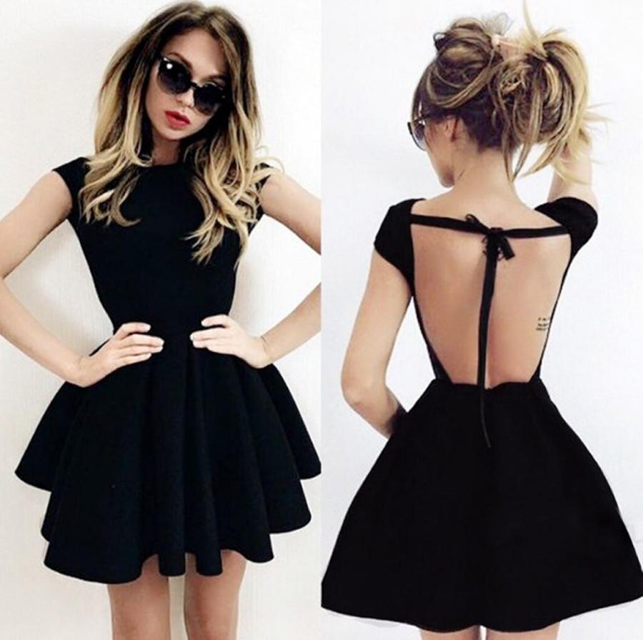 black backless homecoming dress Newest Short Black Backless Prom Dress, Black Backless Homecoming Dress, Short Formal Dresses
