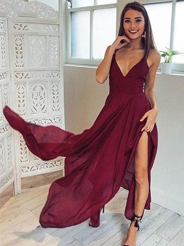 A Line V Neck Backless Long Maroon/Burgundy Prom Dresses, Backless For morievent A Line V Neck Backless Long Maroon/Burgundy Prom Dresses, Backless For morievent