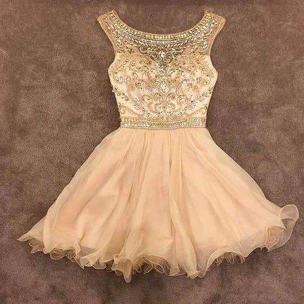 Custom Made A Line Round Neck Champagne Short Prom Dresses, Short Home morievent Custom Made A Line Round Neck Champagne Short Prom Dresses, Short Home morievent