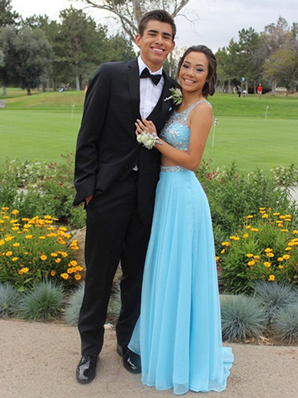 Custom Made A Line Round Neck 2 Pieces Light Blue Long Prom Dress, Blu morievent Custom Made A Line Round Neck 2 Pieces Light Blue Long Prom Dress, Blu morievent