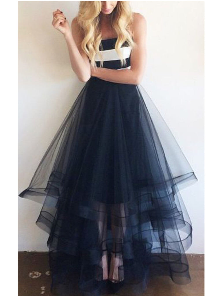 Custom Made Navy Blue Long Prom Dresses, Navy Blue Formal Dresses