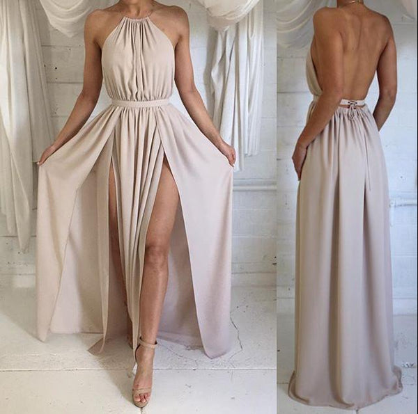 Custom Made A Line High Neck Long Prom Dress, Long Formal Dress, Bridesmaid Dress