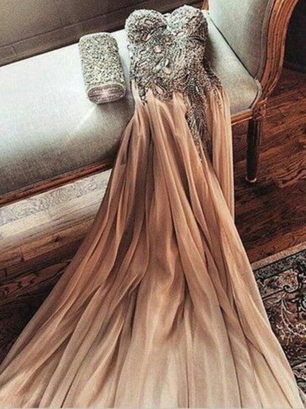Custom Made A Line Sweetheart Neck Floor Length Prom Dresses, Long Formal Dresses