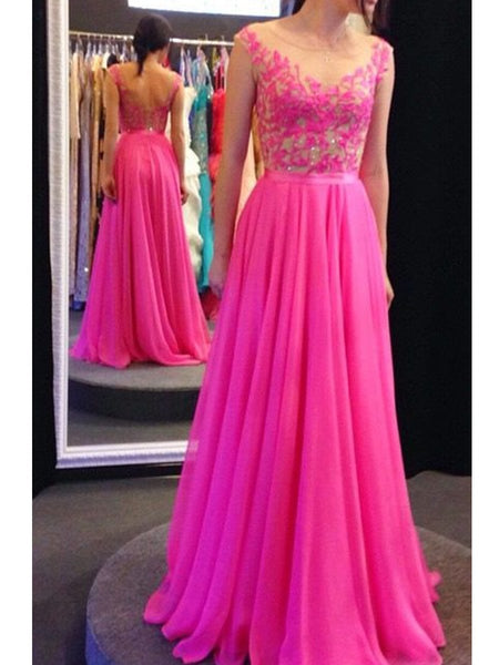 Custom Made A Line Round Neck V Neck Back Prom Dress, Formal Dress, Bridesmaid Dress