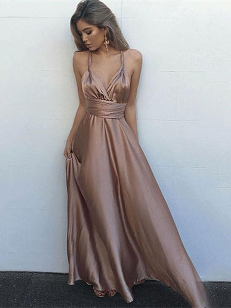 Sexy A Line Open Back Floor Length Prom Dress, Open Back Formal Dress, Graduation Dress