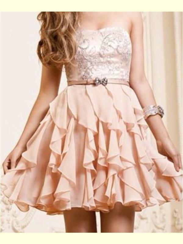 A-Line Scoop Neckline Short Pearl Pink Mini Prom/Homecoming Dress, Gra morievent A-Line Scoop Neckline Short Pearl Pink Mini Prom/Homecoming Dress, Gra morievent