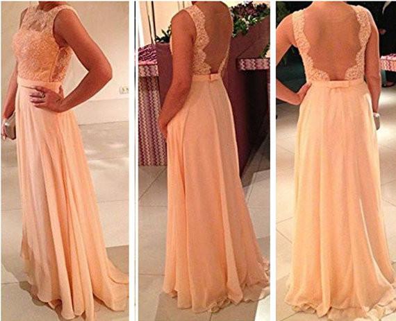 Custom Made A Line Long Lace Prom Dresses, Lace Bridesmaid Dresses, Long Lace Formal Dresses Details