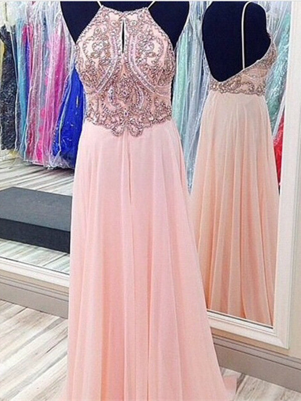 Custom Made A Line Pink Backless Prom Dresses, Formal Dresses, Pink Backless Bridesmaid Dresses