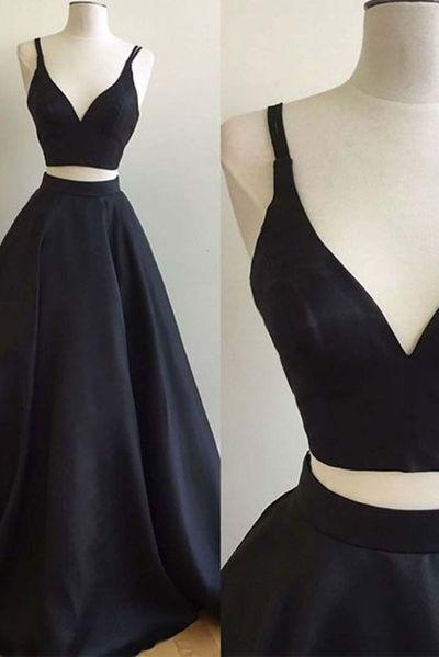 Custom Made 2 Pieces Burgundy/ Black Prom Dress, 2 pieces Formal Dress