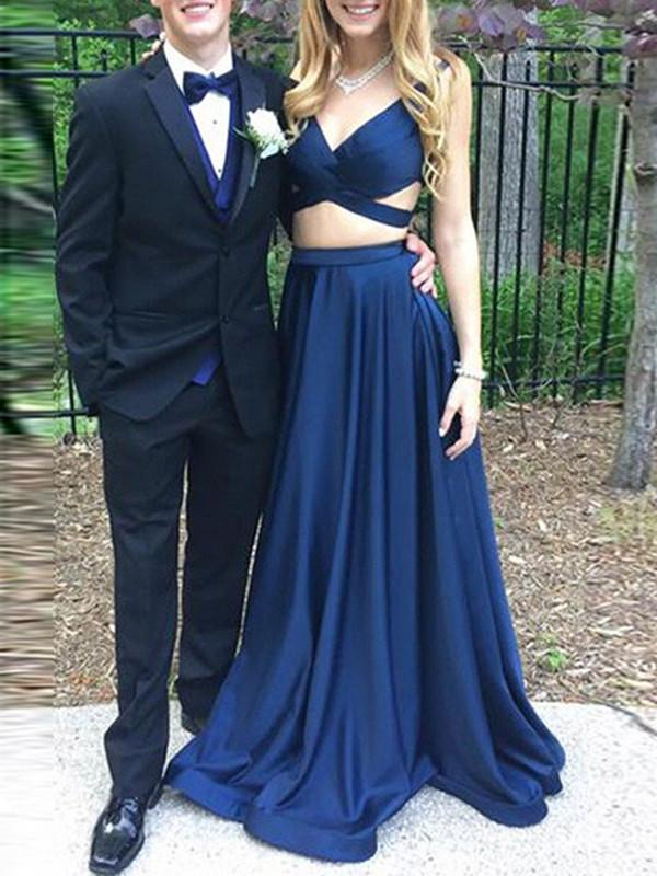 2 Pieces Navy Blue Prom Dresses, 2 Pieces Navy Blue Formal Dresses 2 Pieces Navy Blue Prom Dresses, 2 Pieces Navy Blue Formal Dresses